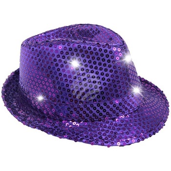 Palarie Trilby Lila cu paiete si LED, ProCart, pentru petreceri, 7 leduri Palarie Trilby Lila cu paiete si LED, ProCart, pentru petreceri, 7 leduri