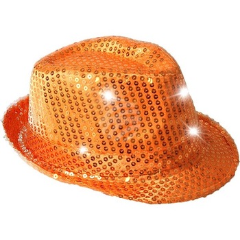 Palarie Trilby galbena, ProCart, cu paiete si LED Palarie Trilby galbena, ProCart, cu paiete si LED