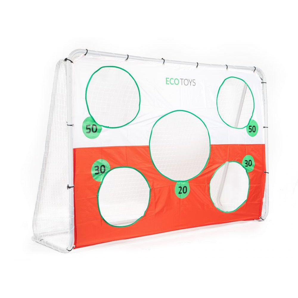 Poarta de fotbal cu plasa si obiective, bari de otel, 215x76x153 cm