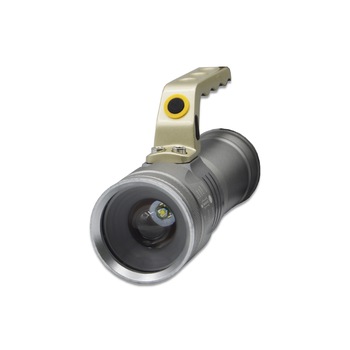 Lanterna Led, 8000 lumeni, aluminiu, raza de acoperire 500m, gri/auriu Lanterna Led, 8000 lumeni, aluminiu, raza de acoperire 500m, gri/auriu