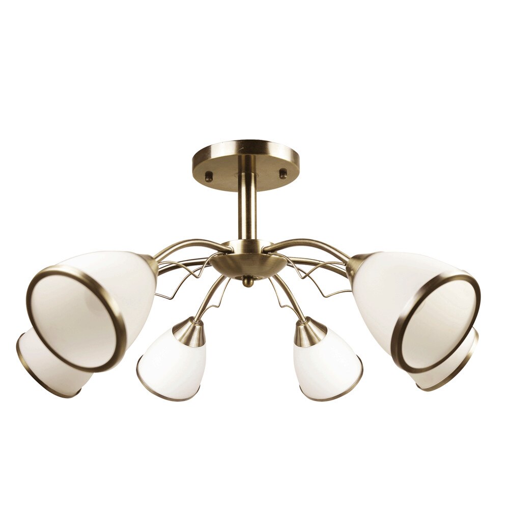 Lustra Interior Erste Monica 6x60W Max E27 EL0025772 Culoare Alama si Alb