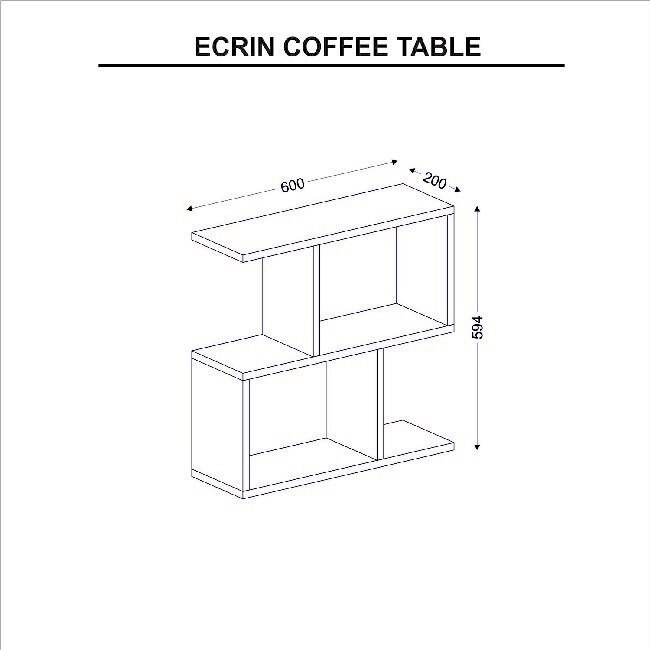 Masa de cafea cu rafturi, Homemania Ecrin, Lemn de nuc, 60 x 20 x 59,4 cm, Maro inchis