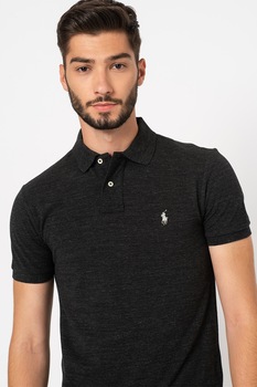 Polo Ralph Lauren, Tricou polo slim fit cu logo discret Classics, Negru stins/gri inchis Polo Ralph Lauren, Tricou polo slim fit cu logo discret Classics, Negru stins/gri inchis