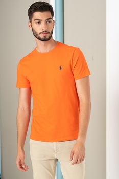Polo Ralph Lauren, Tricou polo slim fit de bumbac Classics, Portocaliu/Albastru Polo Ralph Lauren, Tricou polo slim fit de bumbac Classics, Portocaliu/Albastru