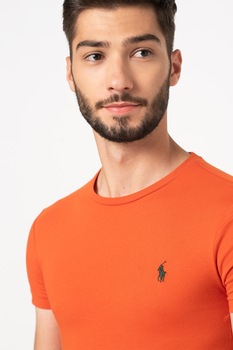 Polo Ralph Lauren, Tricou polo slim fit de bumbac Classics, oranj, verde inchis Polo Ralph Lauren, Tricou polo slim fit de bumbac Classics, oranj, verde inchis