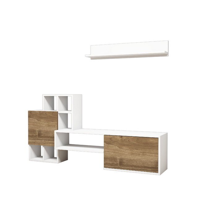 Comoda TV Rinaldo, Homemania, Lemn, Alb/Maro, 160x30x78.2 cm