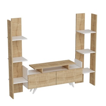 Comoda TV Hazal, Homemania, Lemn, Alb/Maro, 182.6x31.3x150 cm Comoda TV Hazal, Homemania, Lemn, Alb/Maro, 182.6x31.3x150 cm