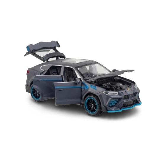 Masina metalica Lamborghini - Urus , cu lumini si sunete , usi mobile, capota mobila, portbagajul mobil , Gri ,15 cm