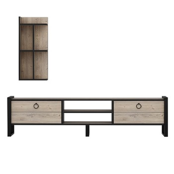 Comoda TV Sena, Homemania, Lemn, Negru/Maro, 184x39x45 cm Comoda TV Sena, Homemania, Lemn, Negru/Maro, 184x39x45 cm