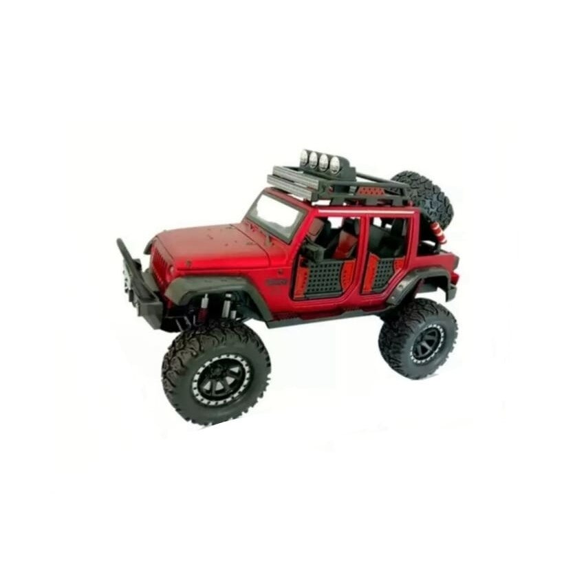 Jeep Safari metalic , cu sunete si lumini , capota mobila , Rosu , 20 cm