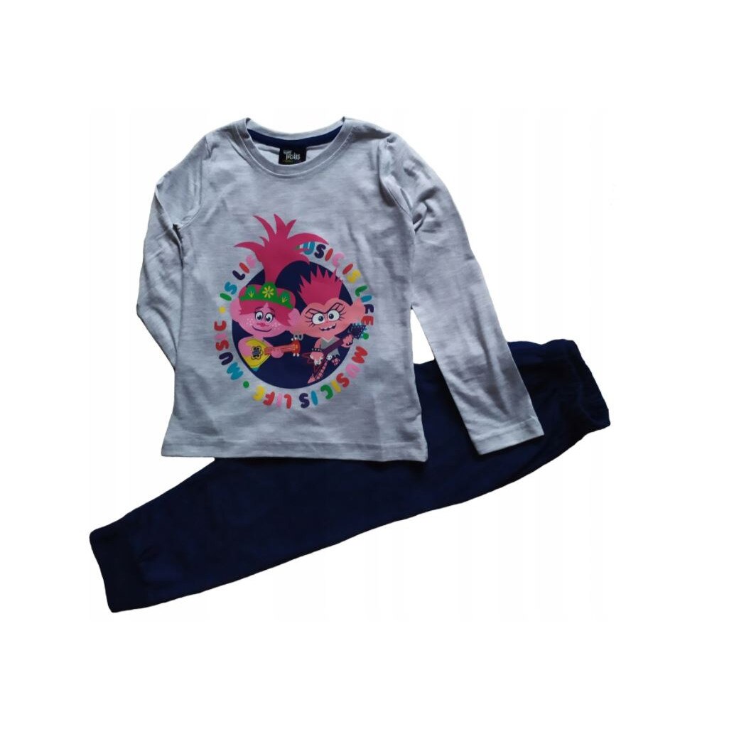 Pijama maneca lunga bumbac Trolls Music is Life 6887, Bleumarin
