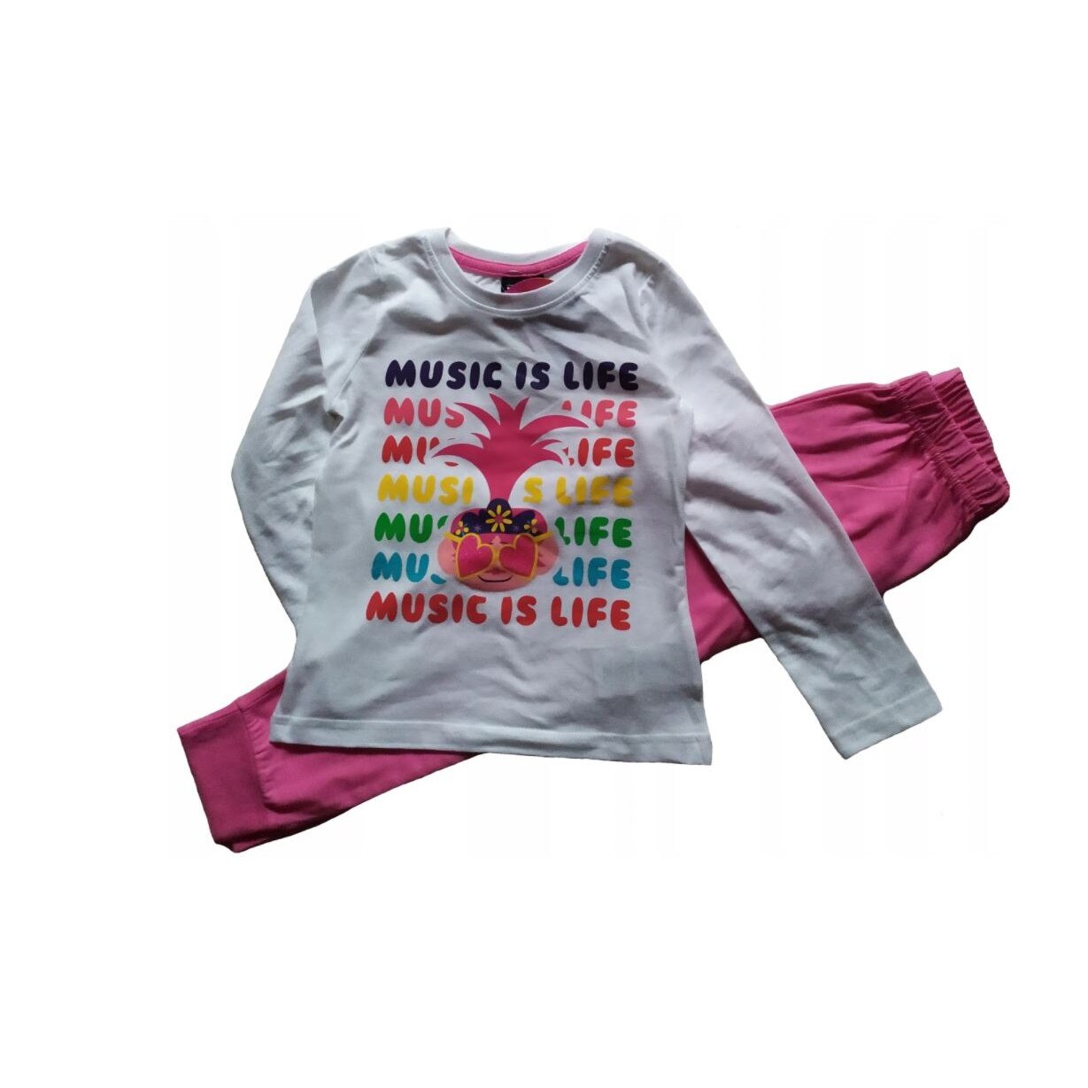 Pijama maneca lunga bumbac Trolls Music is Life 6887, Roz