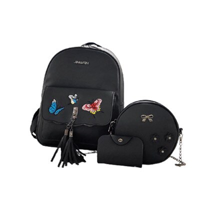 Set rucsac, geanta si portcard JINGPIN, Negru