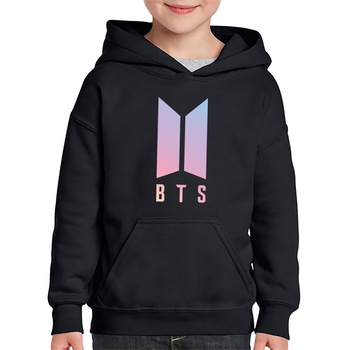 Hanorac copii BTS Logo K-Pop, Negru Hanorac copii BTS Logo K-Pop, Negru