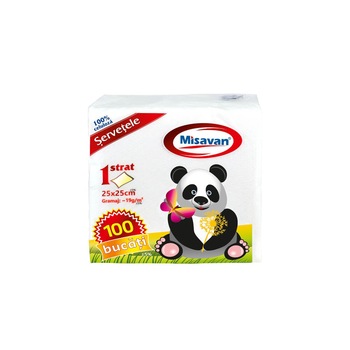 Servetele de Masa Misavan, 25 x 25 cm, 100 Buc/Cutie, 1 Strat, Albe Servetele de Masa Misavan, 25 x 25 cm, 100 Buc/Cutie, 1 Strat, Albe