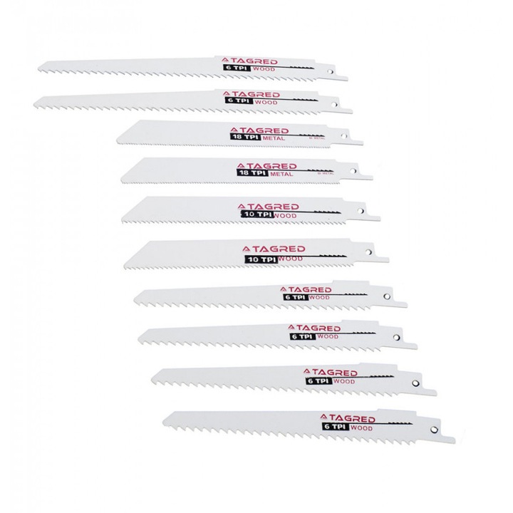 Set 10 lame pentru ferastrau, Tagred, tip coada de vulpe