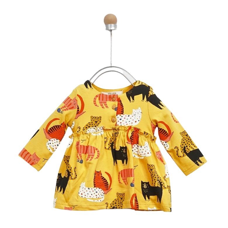 Rochie pentru fete, culoare mustar, colectia Cats 3513