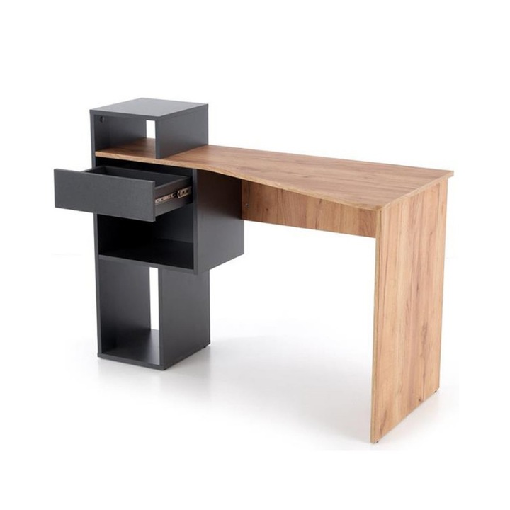 Birou HM Conti stejar - gri antracit, 57x90x122 cm