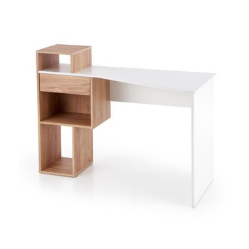 Birou HM Conti stejar auriu - alb, 57x90x122 cm Birou HM Conti stejar auriu - alb, 57x90x122 cm