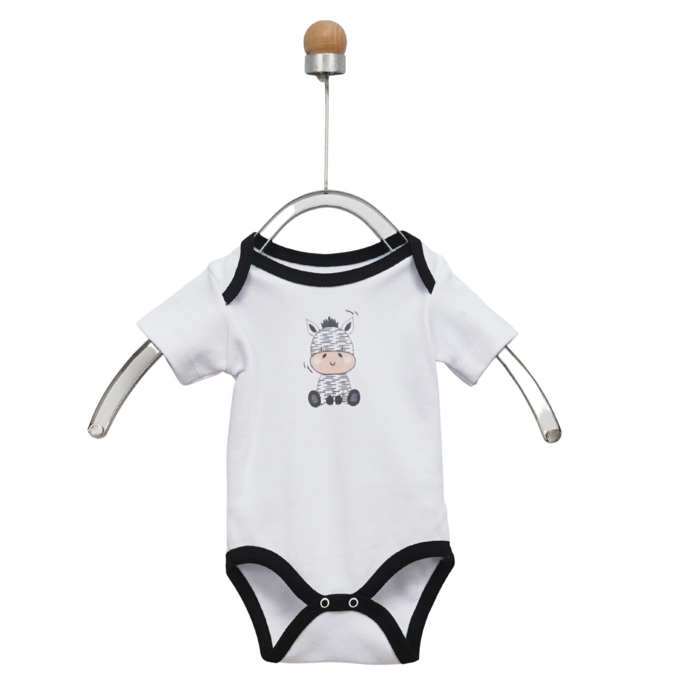 Body unisex, culoare alba, colectia Little Zebra, marime 80