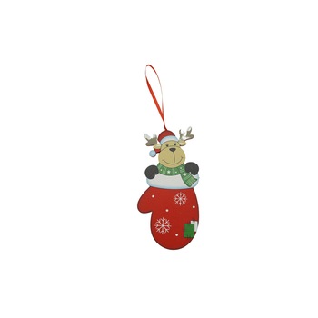 Ornament de brad ren in manusa, Flippy, rosu, lemn, 14 cm Ornament de brad ren in manusa, Flippy, rosu, lemn, 14 cm