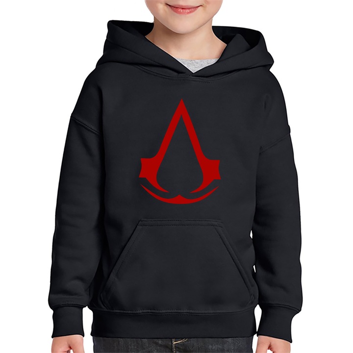 Hanorac copii Silent Killer Assassin's Creed Logo Crest, Negru