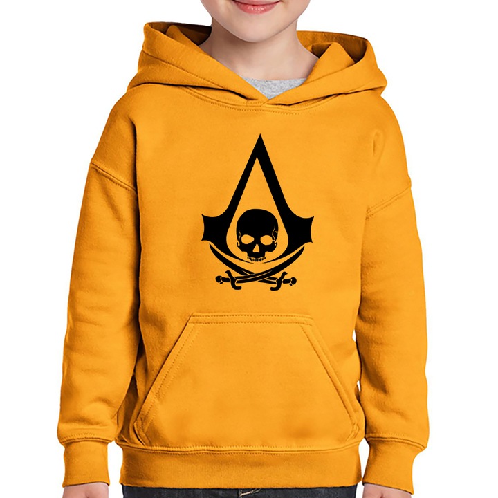 Hanorac copii Black Flag Assassin's Creed Logo Emblem, Portocaliu