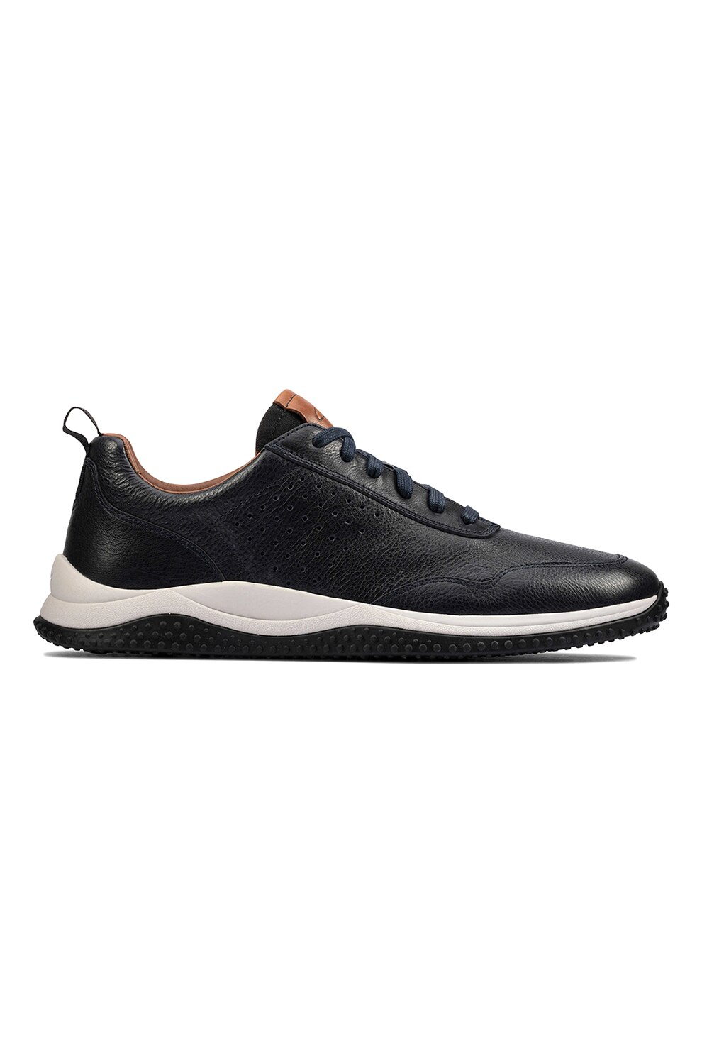 Clarks, Pantofi sport din piele Puxton, Bleumarin inchis, 41