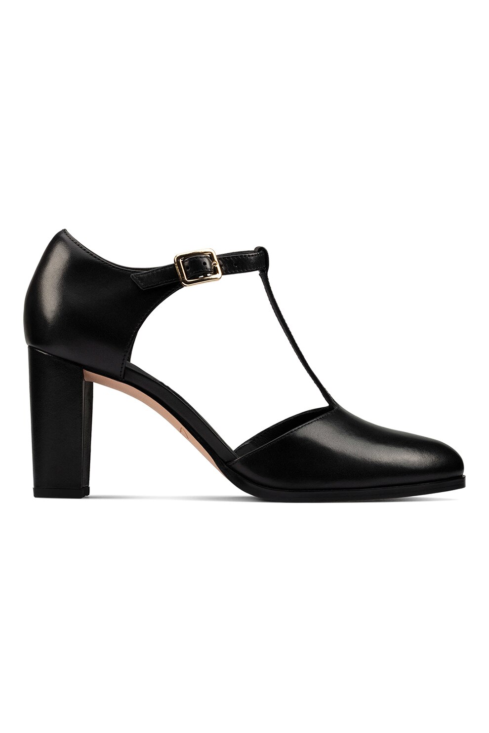 Clarks, Pantofi din piele cu toc masiv Kaylin, Negru
