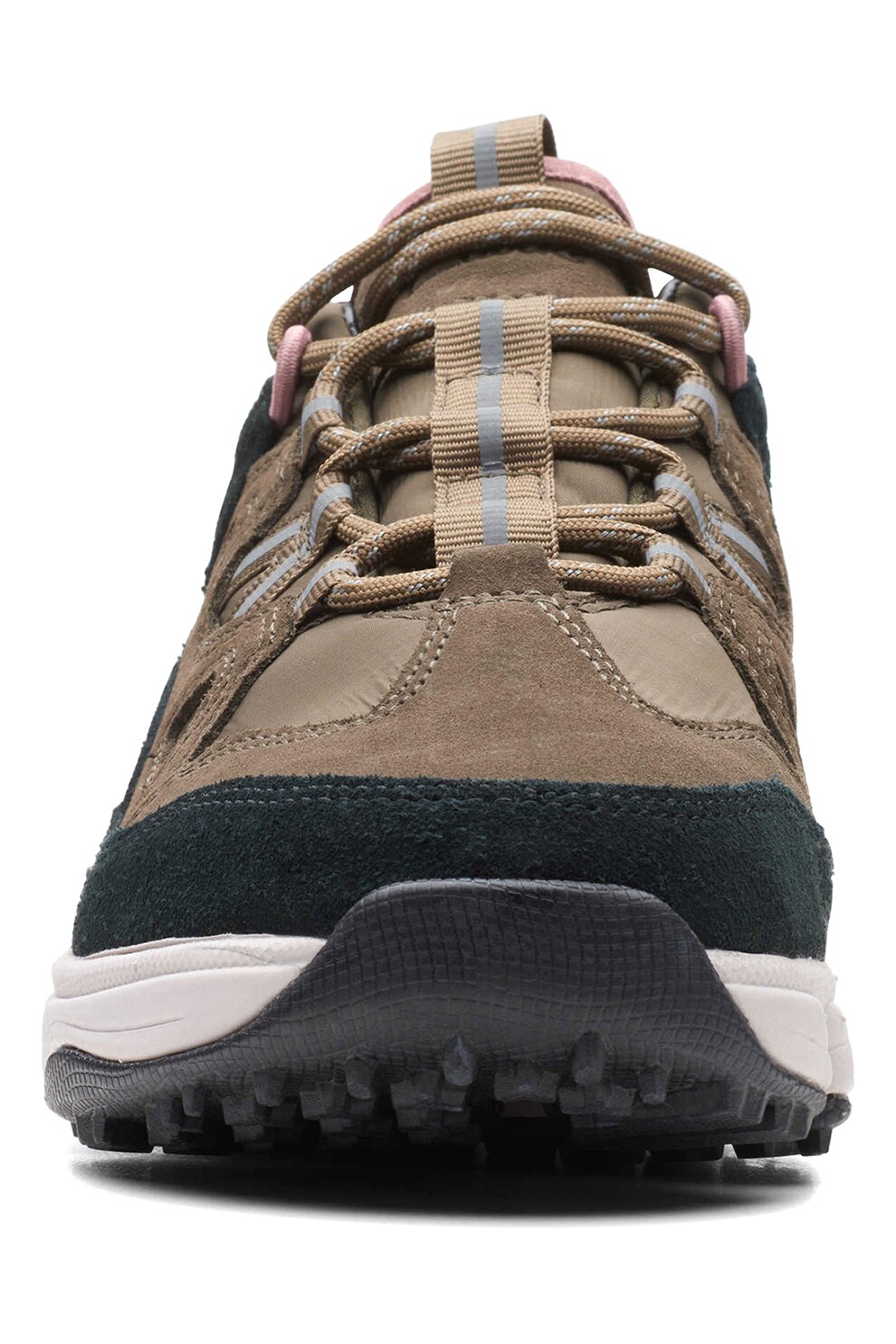 Clarks, Велурени спортни обувки Tri Path с мрежа, Сиво-бежов / Черен, 4 ...