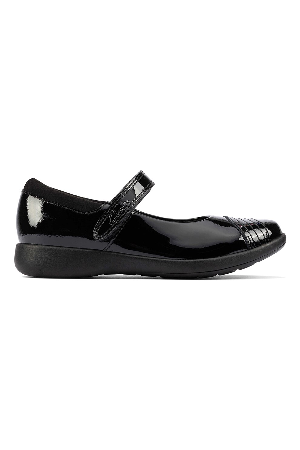 Clarks, Pantofi Mary Jane din piele lacuita Etch Beam, Negru