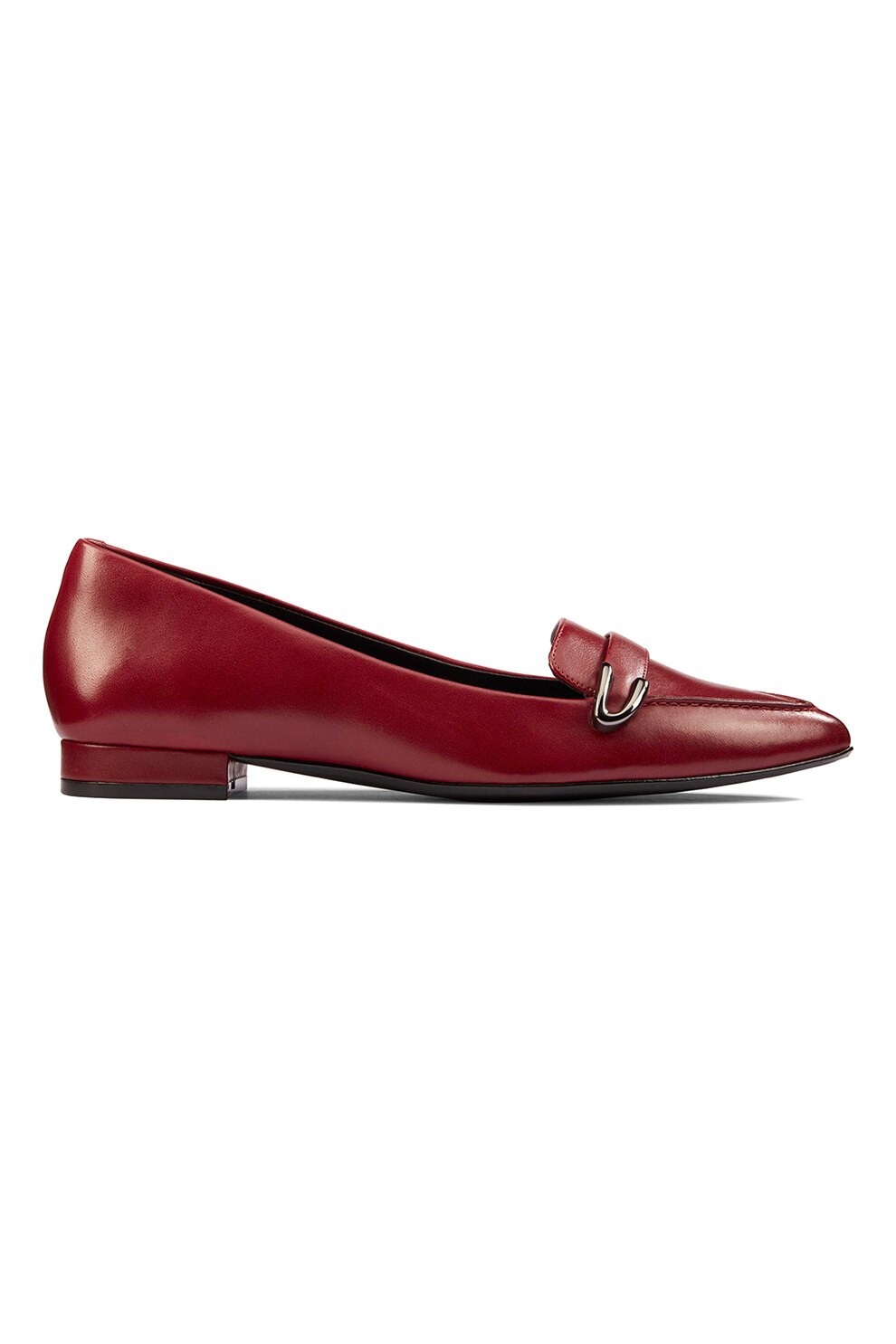 Clarks, Pantofi loafer din piele cu varf ascutit Laina, Rosu inchis