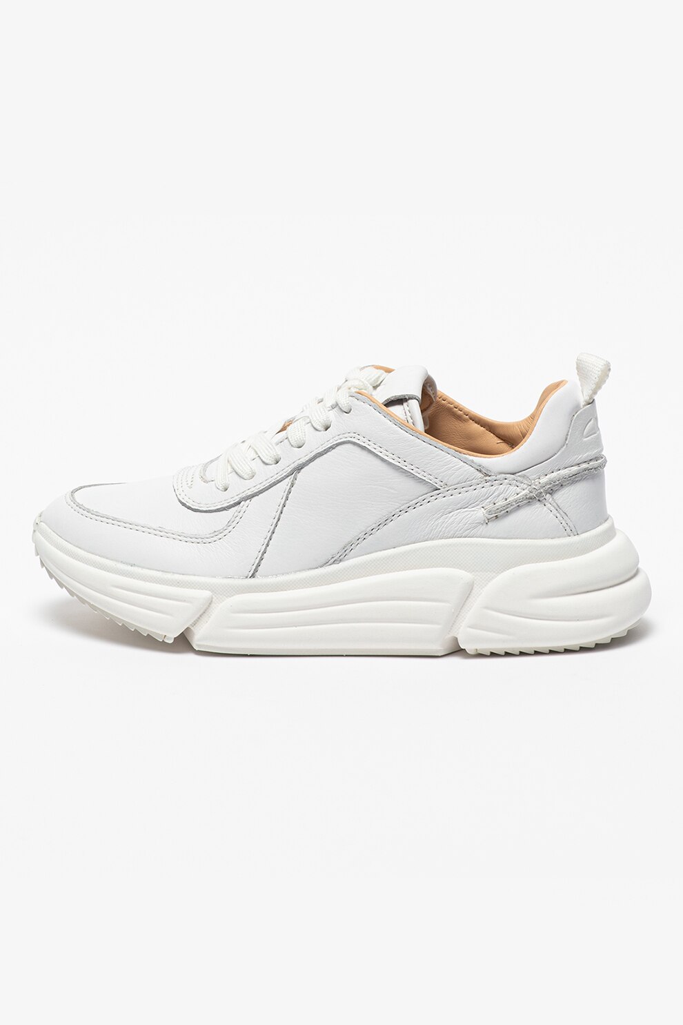 Clarks, Pantofi sport din piele cu aspect masiv TriComet Run, Alb