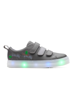 Clarks - Кожени спортни обувки Flare Bug с LED светлини, Тъмносив