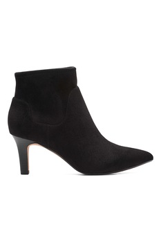 Clarks, Botine din piele intoarsa ecologica cu varf ascutit Illeana, Negru Clarks, Botine din piele intoarsa ecologica cu varf ascutit Illeana, Negru