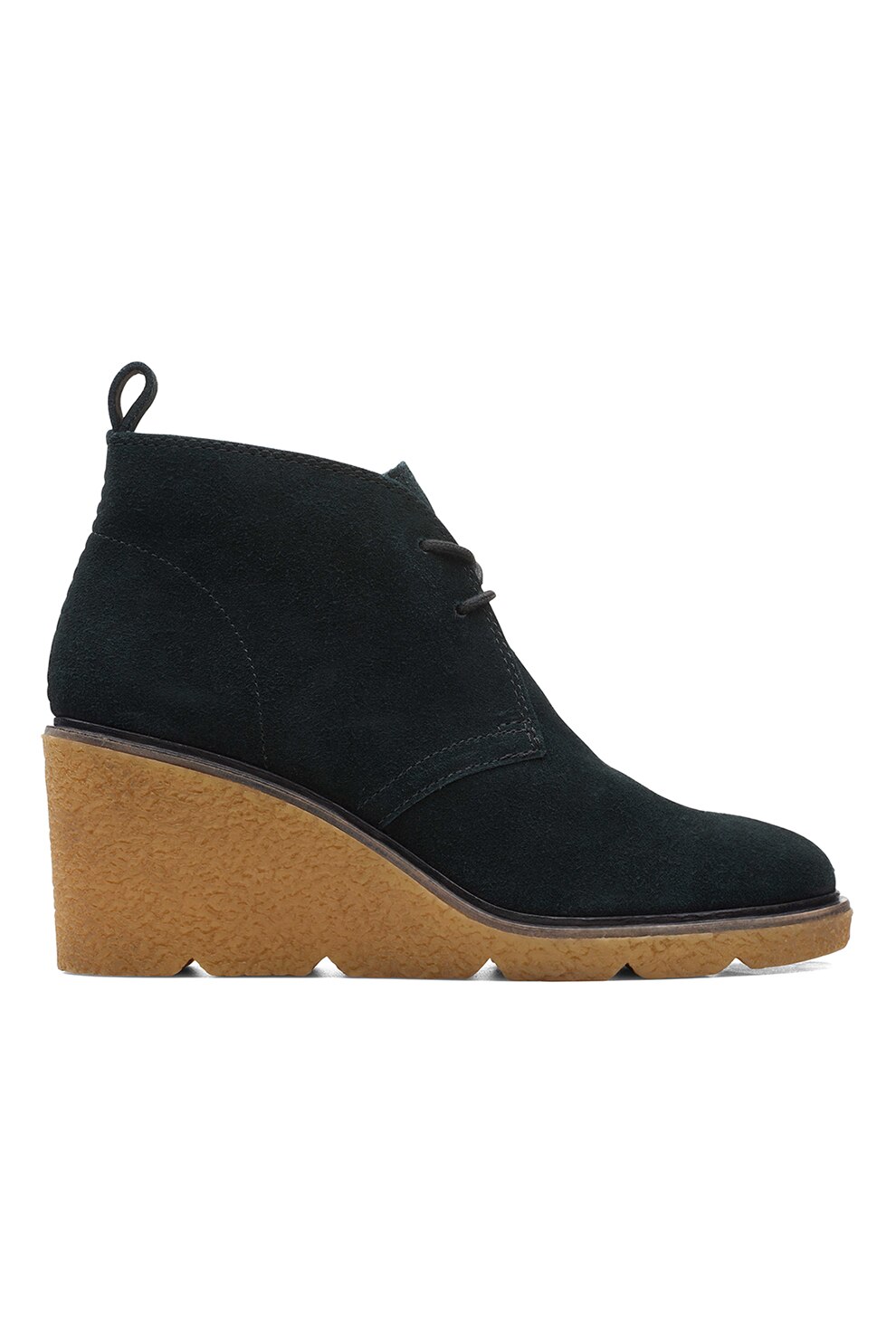 Clarks, Botine cu talpa wedge si sireturi Clarkford, Negru