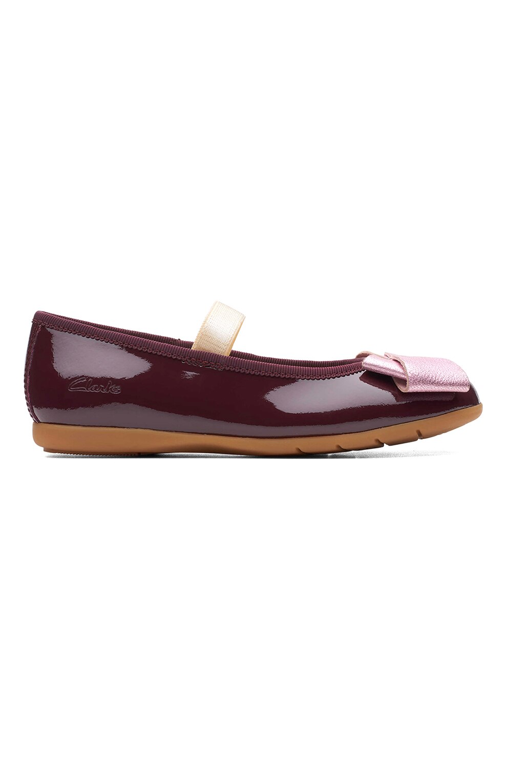 Clarks, Balerini Mary Jane din piele lacuita Dance Bow K, Violet pruna