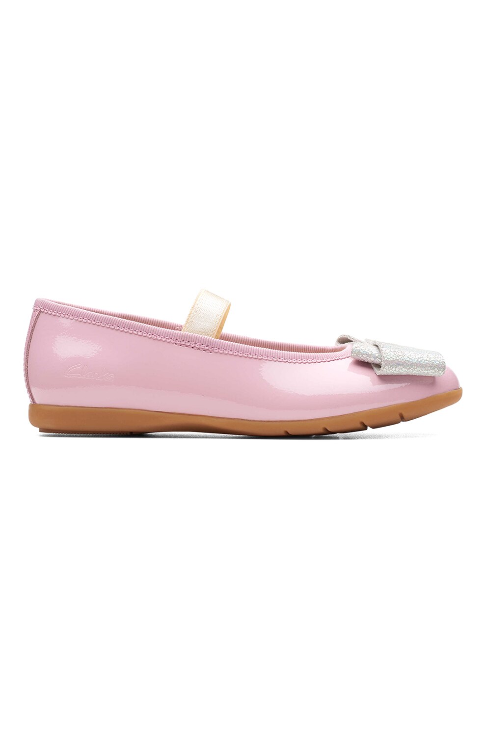 Clarks, Balerini Mary Jane din piele lacuita Dance Bow K, Roz pal