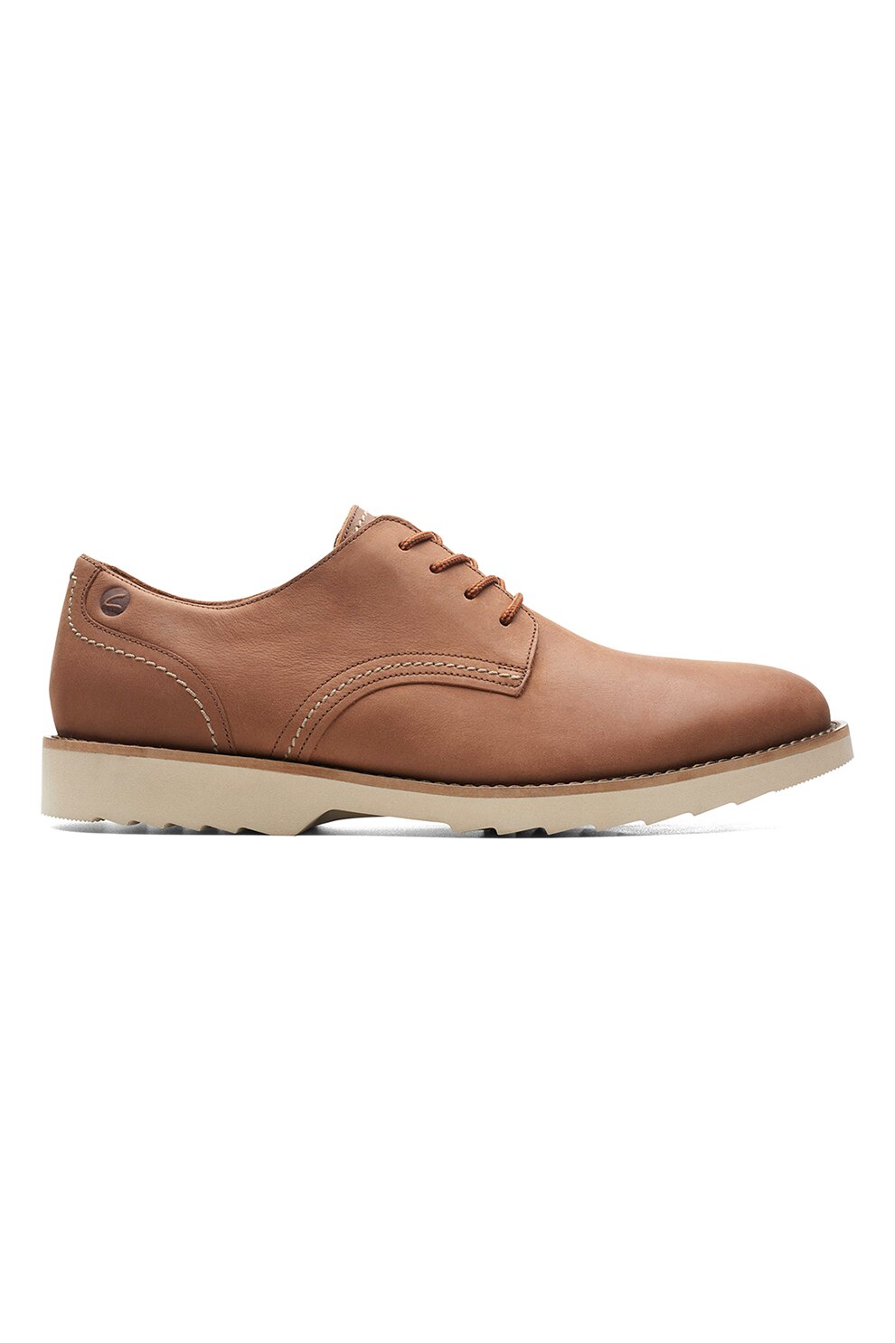 Clarks, Pantofi derby din piele nabuc cu model uni Fallhill, Maro camel