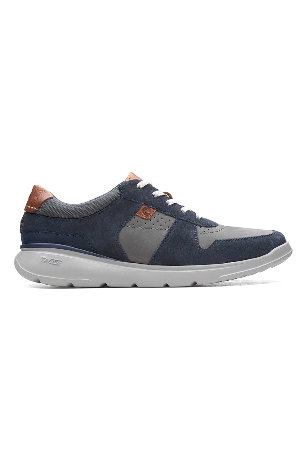 Clarks, Pantofi sport din piele Gaskill Vibe, Bleumarin/ Gri