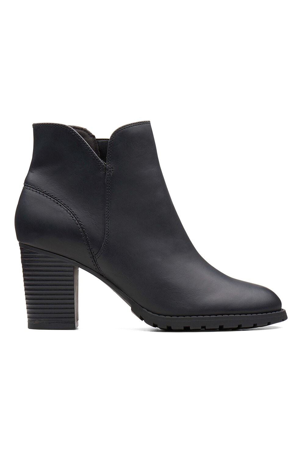 Clarks, Botine de piele cu toc masiv Trish, Negru
