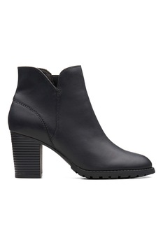 Clarks, Botine de piele cu toc masiv Trish, Negru Clarks, Botine de piele cu toc masiv Trish, Negru