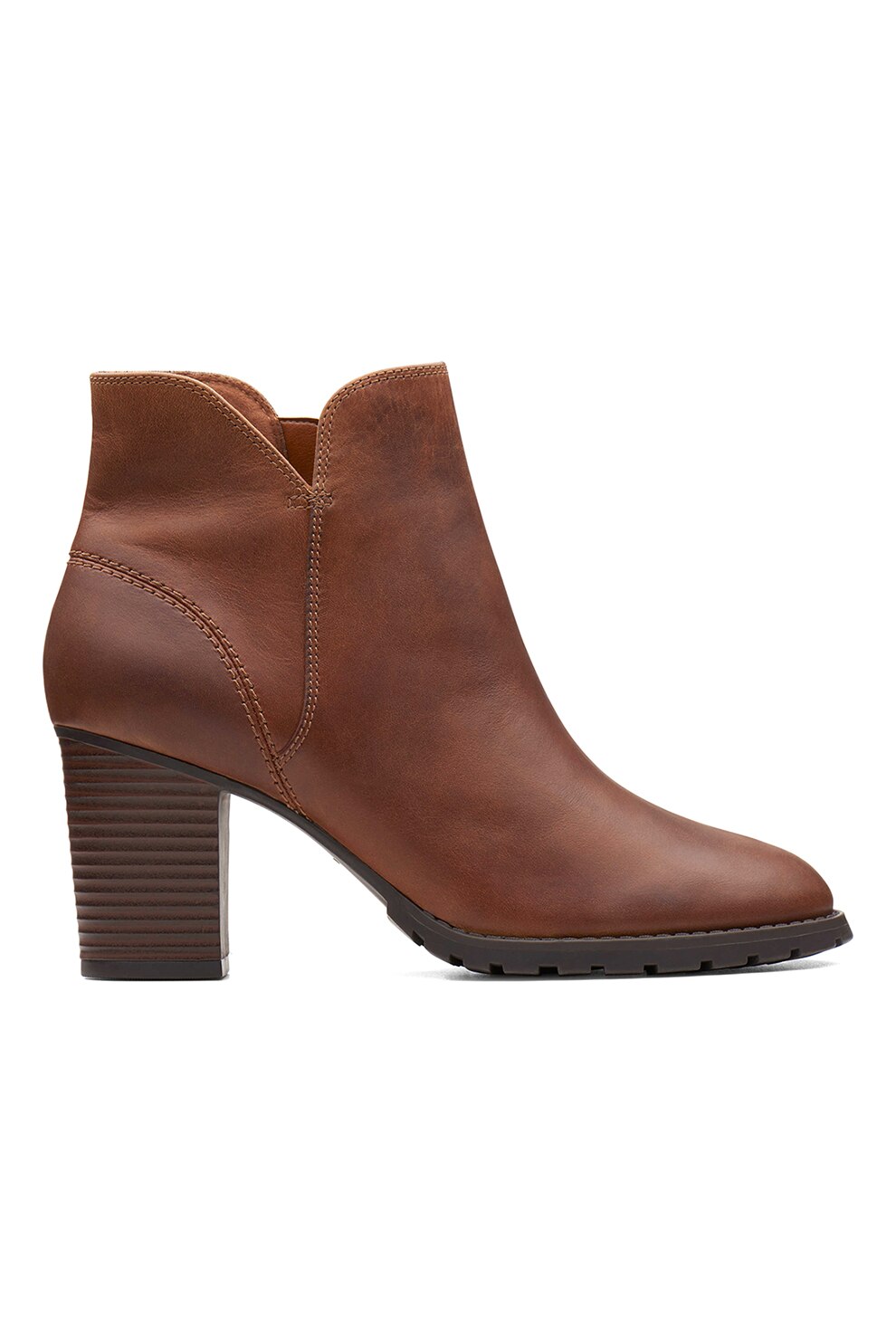 Clarks, Botine de piele cu toc masiv Trish, Scortisoara