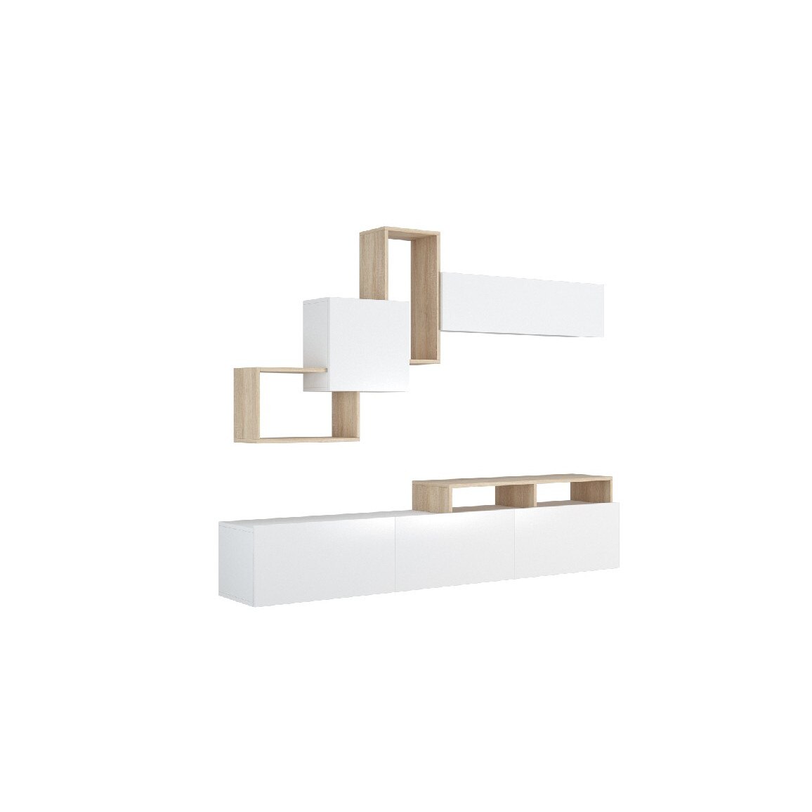 Comoda TV Origami, Homemania, Lemn, Maro/Alb, 186.2x22x91.5 cm