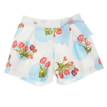 Pantaloni scurti pentru fete, albi cu model floral, colectia Sogni Blu 4147 Pantaloni scurti pentru fete, albi cu model floral, colectia Sogni Blu 4147
