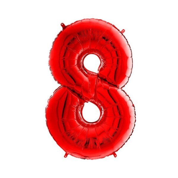 Balon folie cifra 8 rosu 66 cm