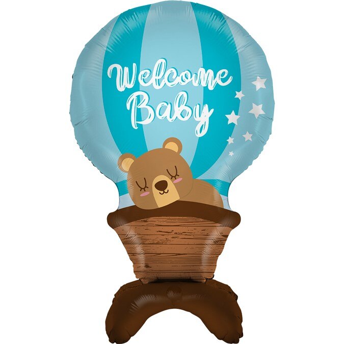 Balon folie Welcome Baby albastru stand up 97 cm