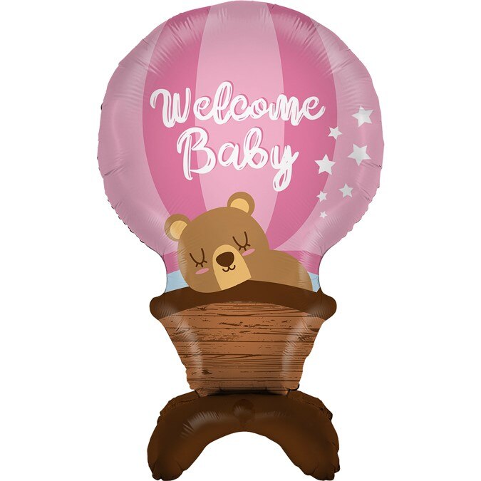 Balon folie Welcome Baby roz stand up 97 cm