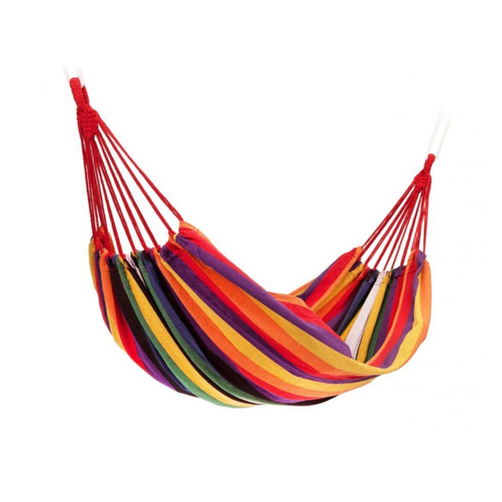Двоен хамак Palmonix, Със сак за съхранение, Размер 180x150 см, 150 кг, Многоцветен, С 2x въжета за окачване на хамак, Дължина 1 м, Метални куки за захващане