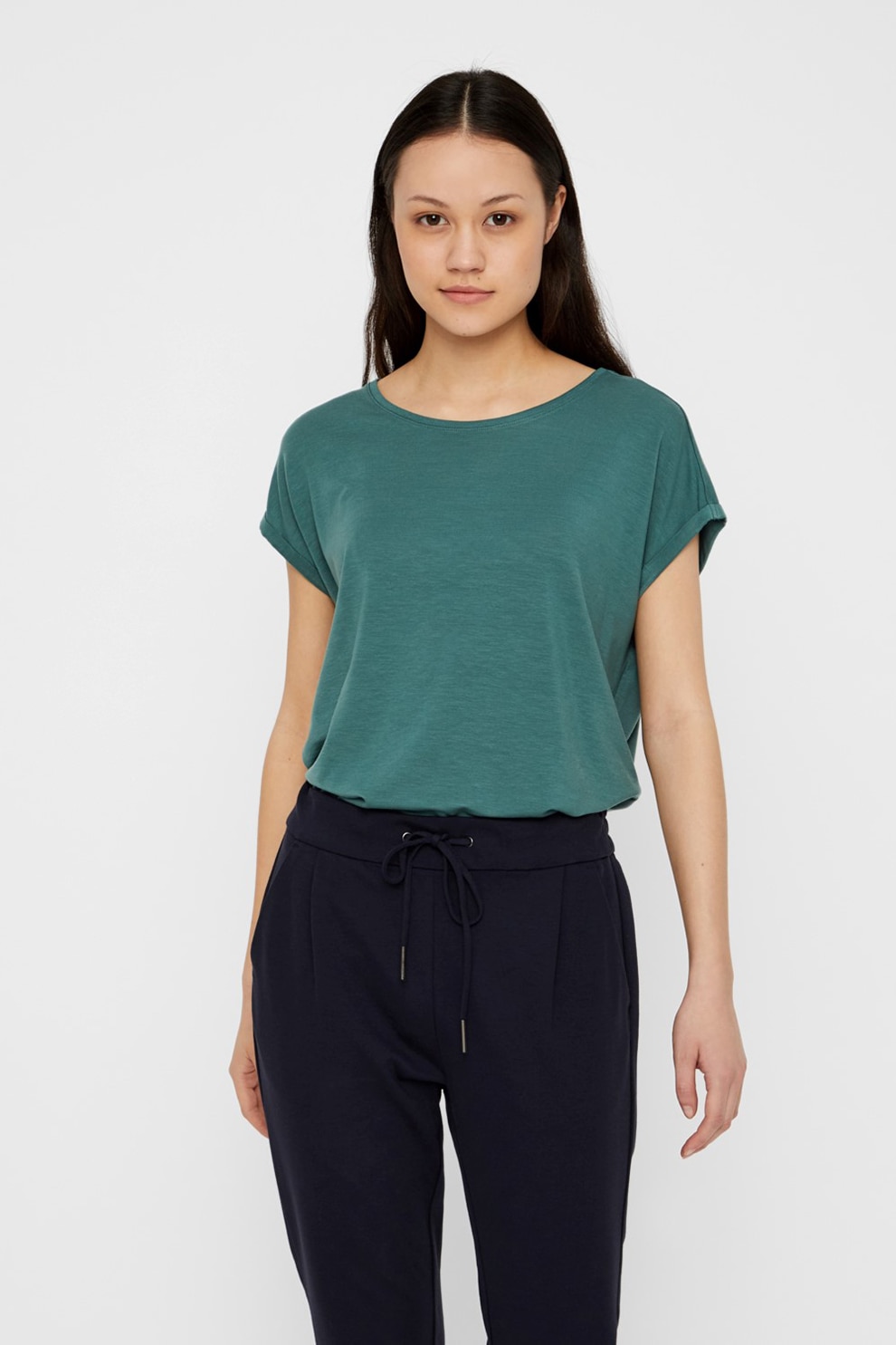 Vero Moda, Tricou cu maneci cazute Aware, Verde inchis